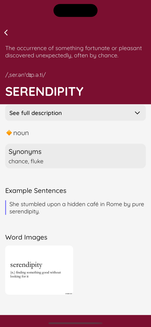 VocabHive word detail screen