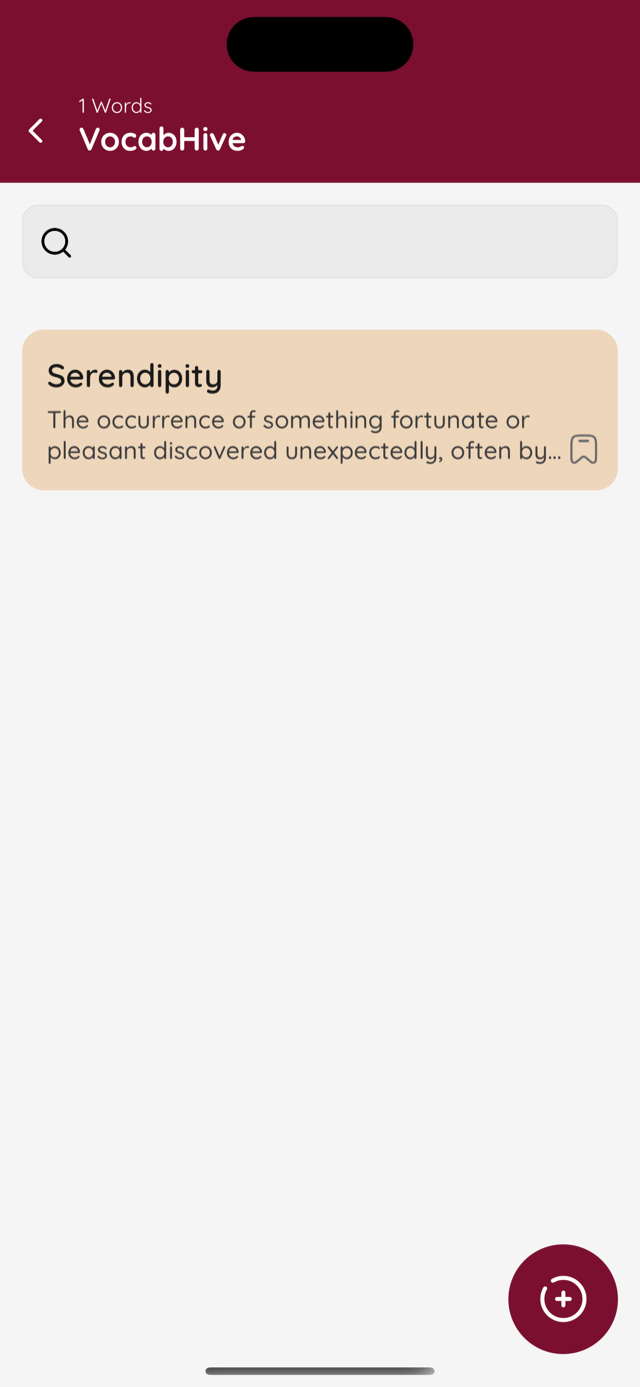 VocabHive word list screen
